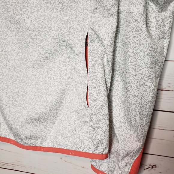 REI Scroll Paisley Pattern White and Orange Windbreaker - Picture 9 of 11